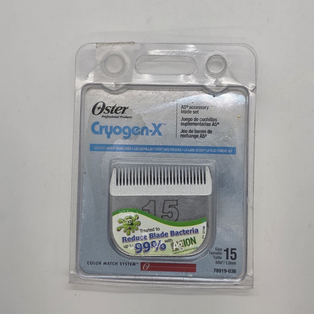 OSTER Blade Size 15 CryogenX AgiON 78919-036 Antibacteria 3/64" / 1.2mm‎